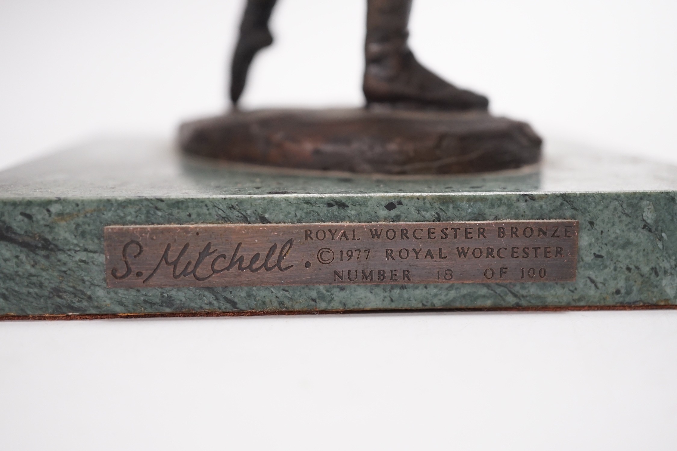 A Royal Worcester limited edition bronze model of Prelude on marble base, design by Sheila Mitchell. 23cm tall, Limited edition number 18 of 100